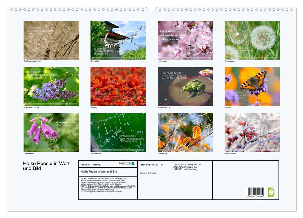 Haiku Poesie in Wort und Bild (CALVENDO Wandkalender 2026)