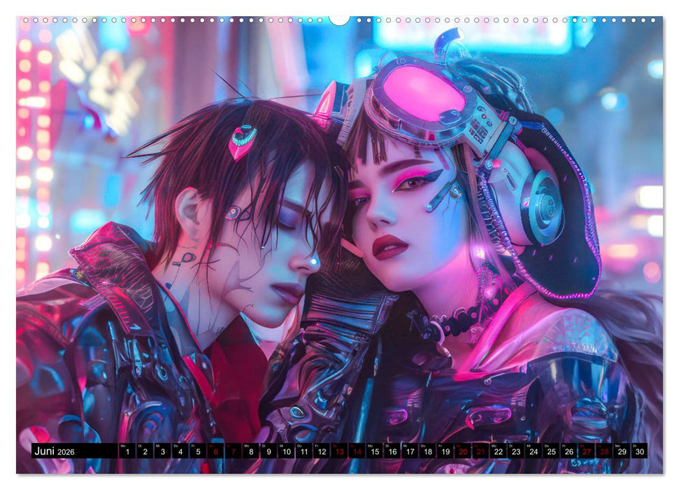 Cyberpunk - Hochtechnisierte Neonwelt (CALVENDO Premium Wandkalender 2026)