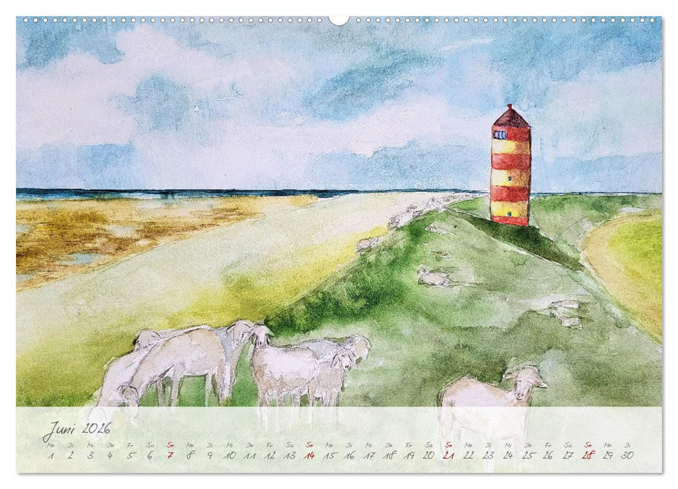 Gemalter Küstenzauber - Mit Pinsel und Farbe entlang der deutschen Küste (CALVENDO Premium Wandkalender 2026)