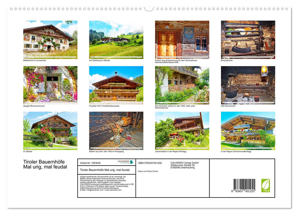 Tiroler Bauernhöfe Mal urig, mal feudal (CALVENDO Premium Wandkalender 2026)