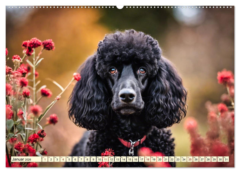 Pudel in allen Farben und Größen (CALVENDO Premium Wandkalender 2026)