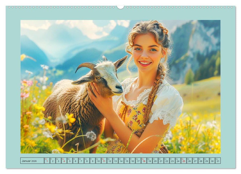 Almwiesenmärchen. Zauberhafte Frauen und gute Laune in den Bergen (CALVENDO Premium Wandkalender 2026)