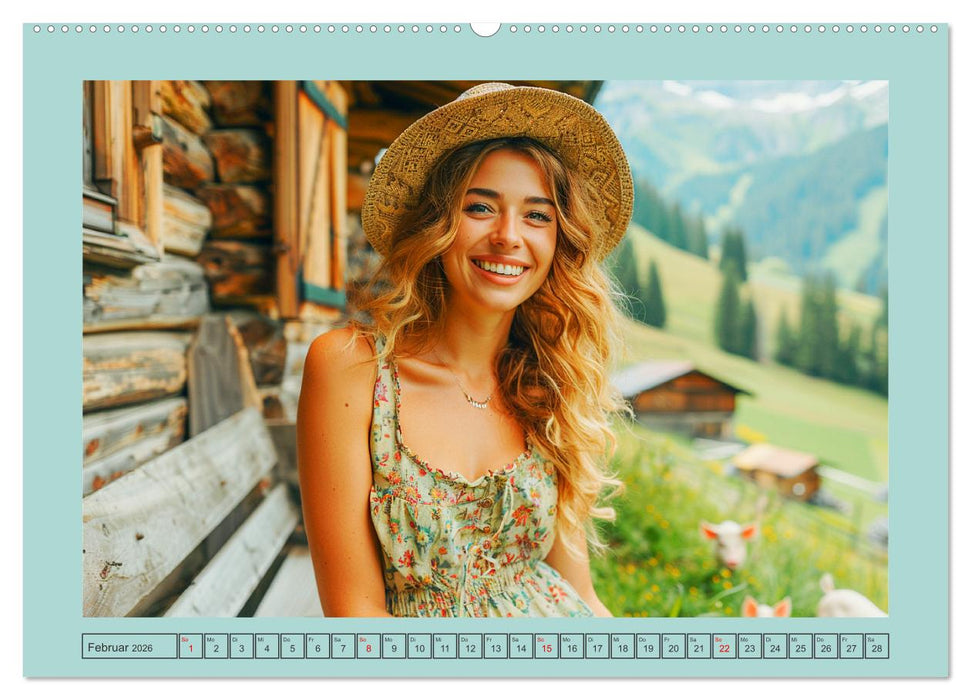 Almwiesenmärchen. Zauberhafte Frauen und gute Laune in den Bergen (CALVENDO Premium Wandkalender 2026)
