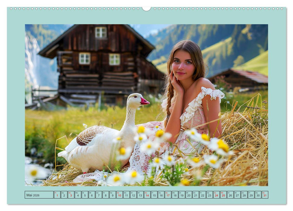 Almwiesenmärchen. Zauberhafte Frauen und gute Laune in den Bergen (CALVENDO Premium Wandkalender 2026)