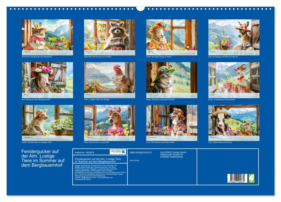 Fenstergucker auf der Alm. Lustige Tiere im Sommer auf dem Bergbauernhof (CALVENDO Wandkalender 2026)