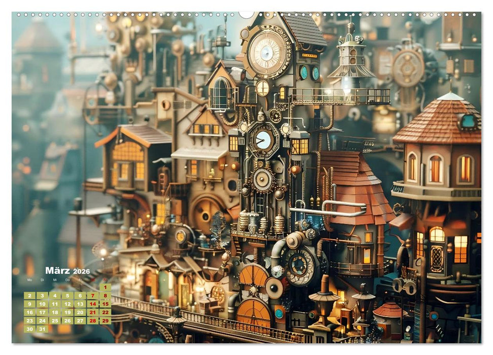 Miniaturwelt Faszinierend winzige Häuser im Steampunk-Stil (CALVENDO Premium Wandkalender 2026)