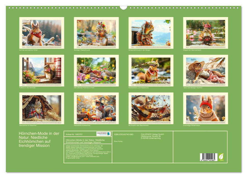 Hörnchen-Mode in der Natur. Niedliche Eichhörnchen auf trendiger Mission (CALVENDO Wandkalender 2026)