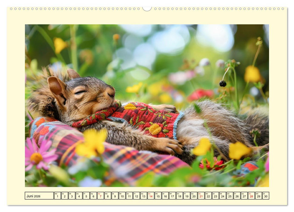 Hörnchen-Mode in der Natur. Niedliche Eichhörnchen auf trendiger Mission (CALVENDO Wandkalender 2026)