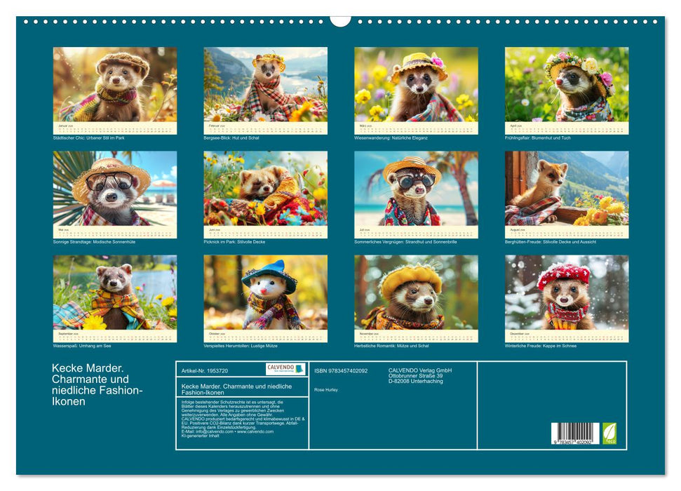Kecke Marder. Charmante und niedliche Fashion-Ikonen (CALVENDO Wandkalender 2026)