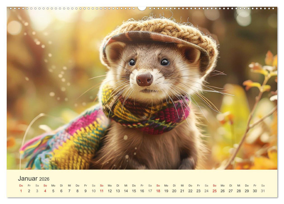 Kecke Marder. Charmante und niedliche Fashion-Ikonen (CALVENDO Wandkalender 2026)