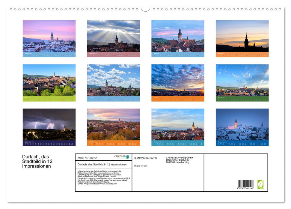 Durlach, das Stadtbild in 12 Impressionen (CALVENDO Wandkalender 2026)