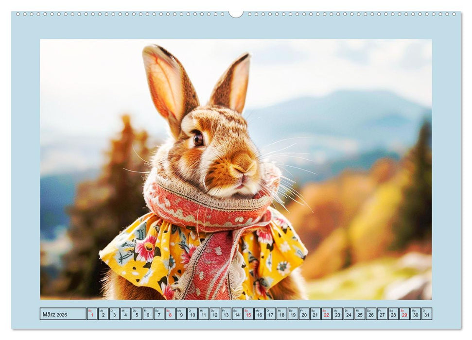 Kaninchen auf modischer Mission (CALVENDO Wandkalender 2026)