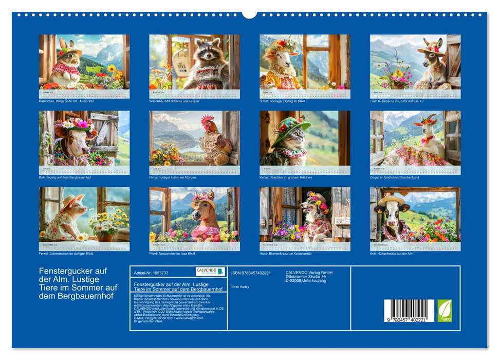 Fenstergucker auf der Alm. Lustige Tiere im Sommer auf dem Bergbauernhof (CALVENDO Premium Wandkalender 2026)
