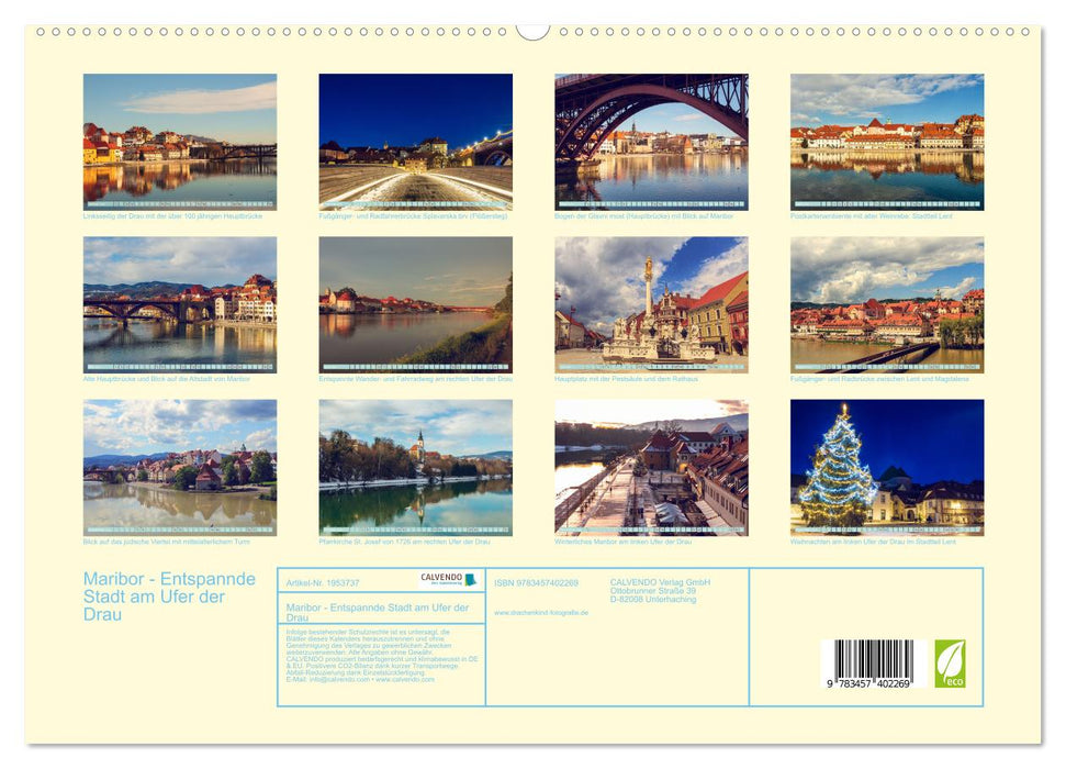 Maribor - Entspannde Stadt am Ufer der Drau (CALVENDO Premium Wandkalender 2026)