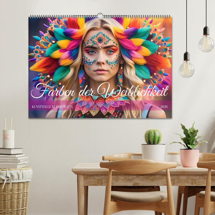Farben der Weiblichkeit - Kunstvolle KI Portraits (CALVENDO Wandkalender 2026)