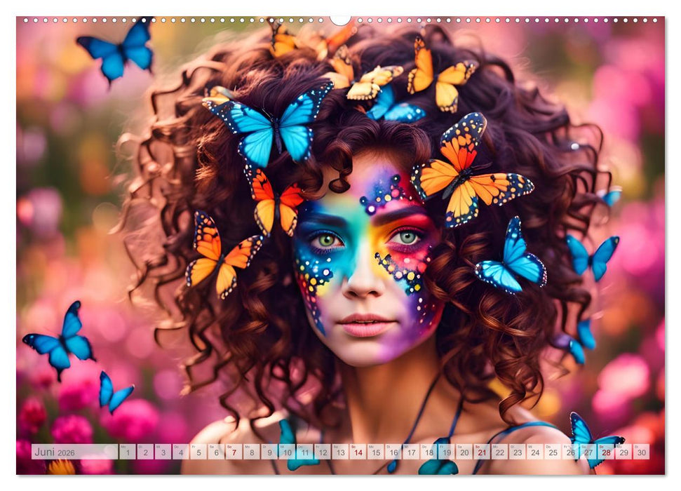 Farben der Weiblichkeit - Kunstvolle KI Portraits (CALVENDO Wandkalender 2026)