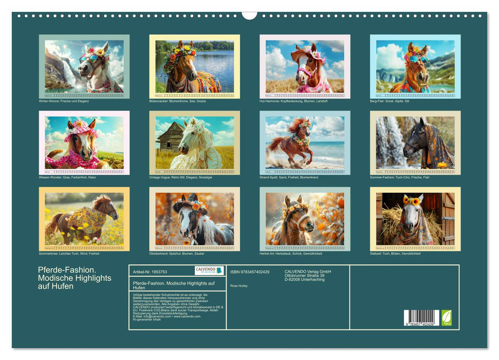 Pferde-Fashion. Modische Highlights auf Hufen (CALVENDO Wandkalender 2026)
