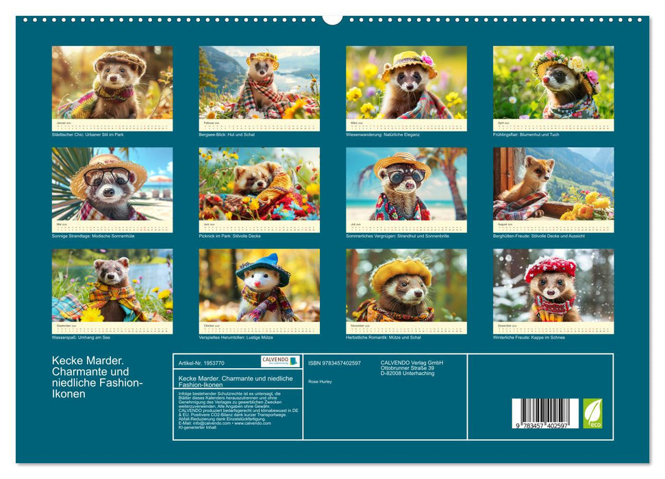 Kecke Marder. Charmante und niedliche Fashion-Ikonen (CALVENDO Premium Wandkalender 2026)
