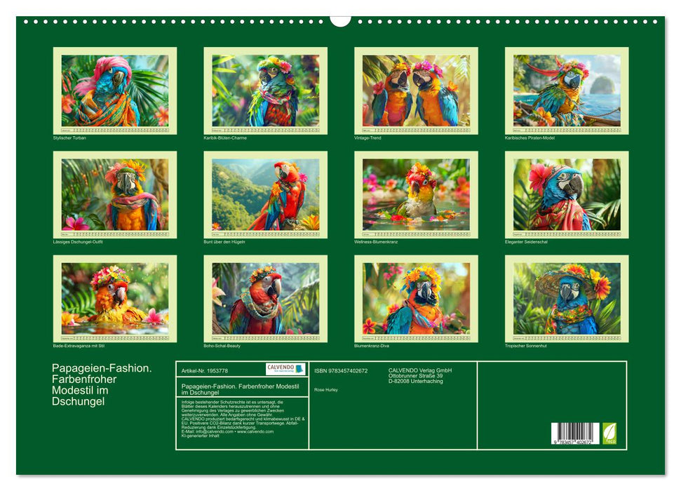 Papageien-Fashion. Farbenfroher Modestil im Dschungel (CALVENDO Wandkalender 2026)