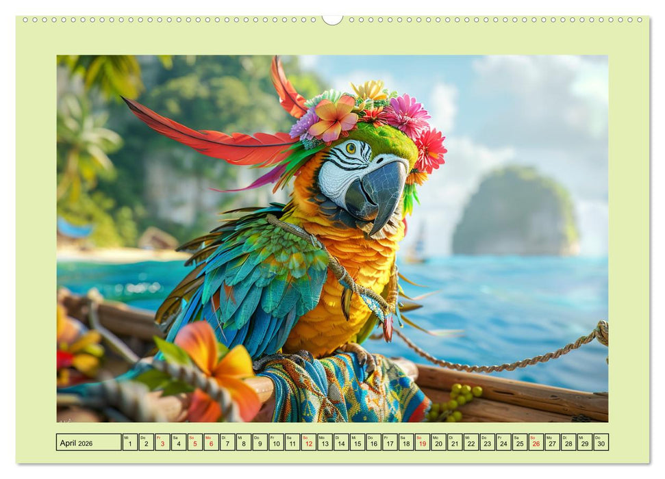 Papageien-Fashion. Farbenfroher Modestil im Dschungel (CALVENDO Wandkalender 2026)