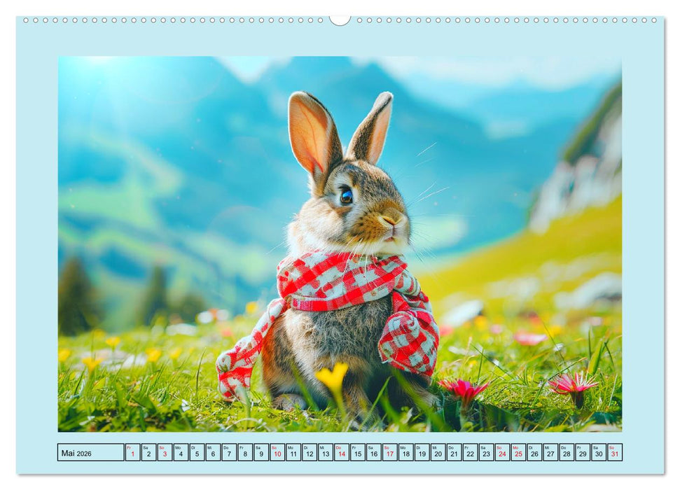 Kaninchen auf modischer Mission (CALVENDO Premium Wandkalender 2026)