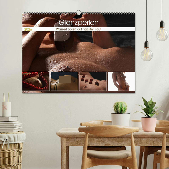 Glanzperlen - Wassertropfen auf nackter Haut (CALVENDO Wandkalender 2026)