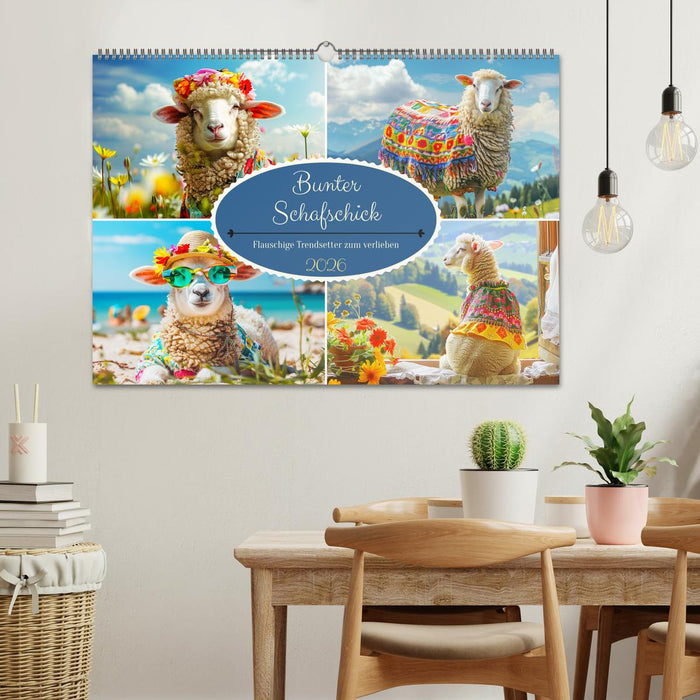 Bunter Schafschick. Flauschige Trendsetter zum verlieben (CALVENDO Wandkalender 2026)