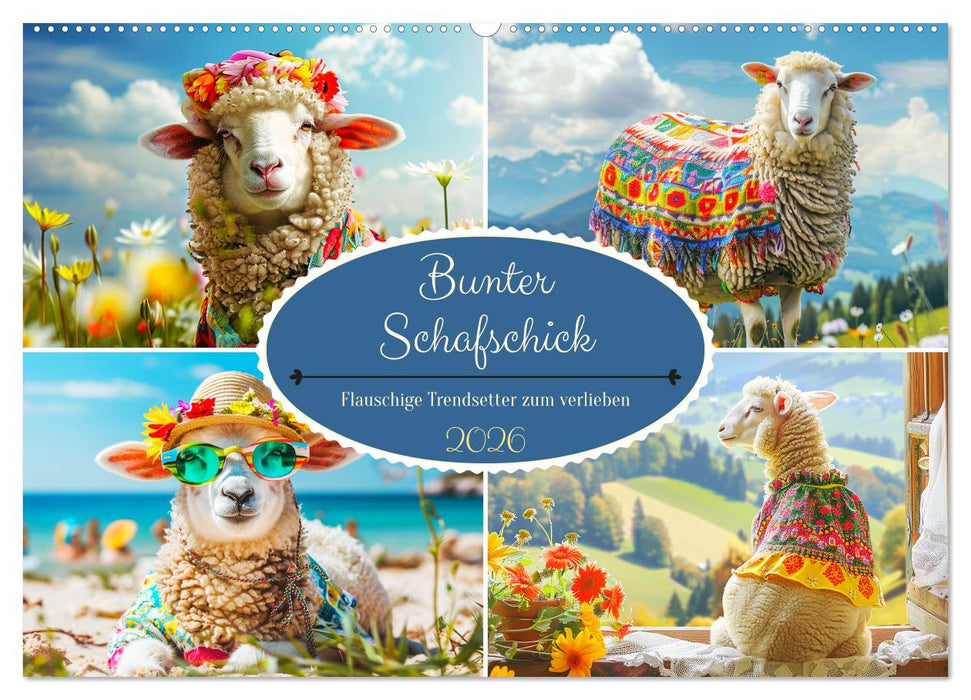 Bunter Schafschick. Flauschige Trendsetter zum verlieben (CALVENDO Wandkalender 2026)