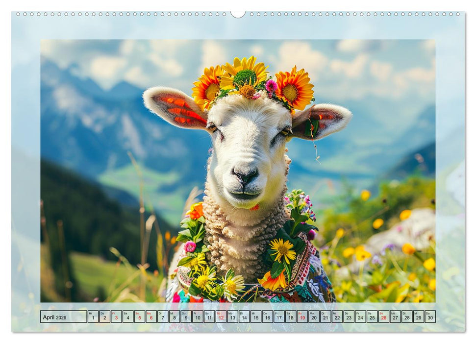 Bunter Schafschick. Flauschige Trendsetter zum verlieben (CALVENDO Wandkalender 2026)