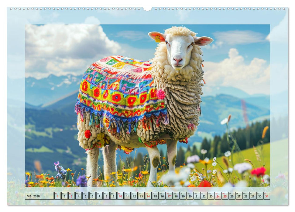 Bunter Schafschick. Flauschige Trendsetter zum verlieben (CALVENDO Wandkalender 2026)