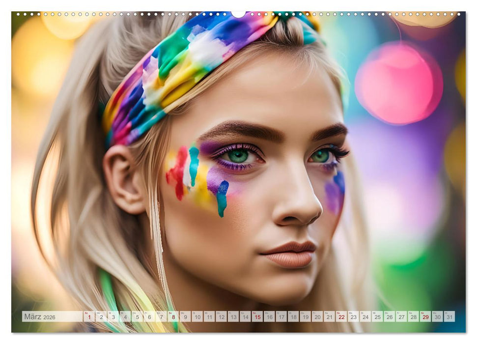 Farben der Weiblichkeit - Kunstvolle KI Portraits (CALVENDO Premium Wandkalender 2026)