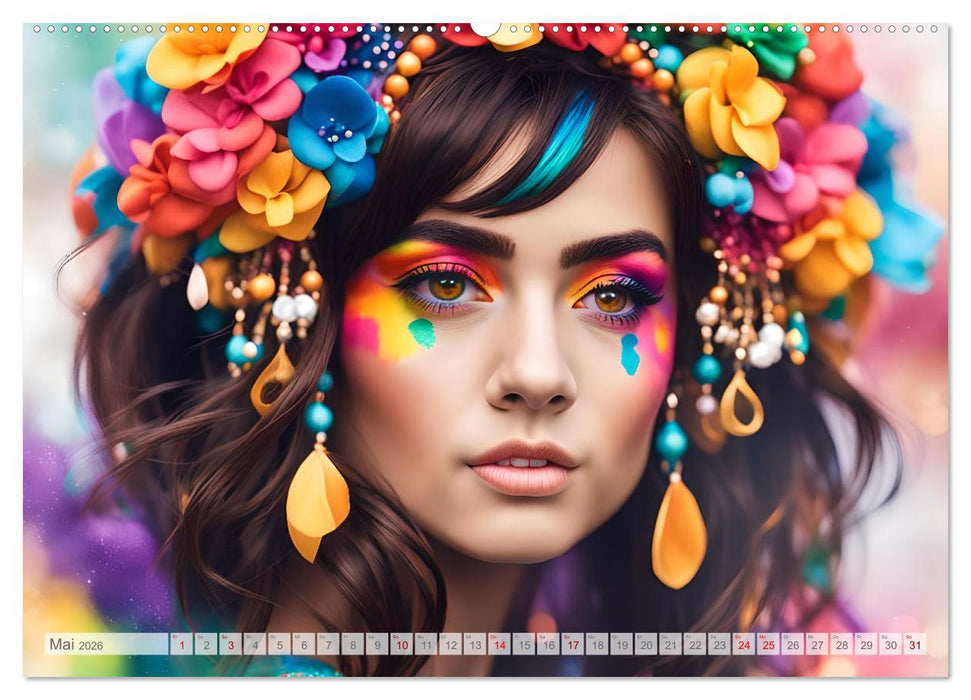 Farben der Weiblichkeit - Kunstvolle KI Portraits (CALVENDO Premium Wandkalender 2026)