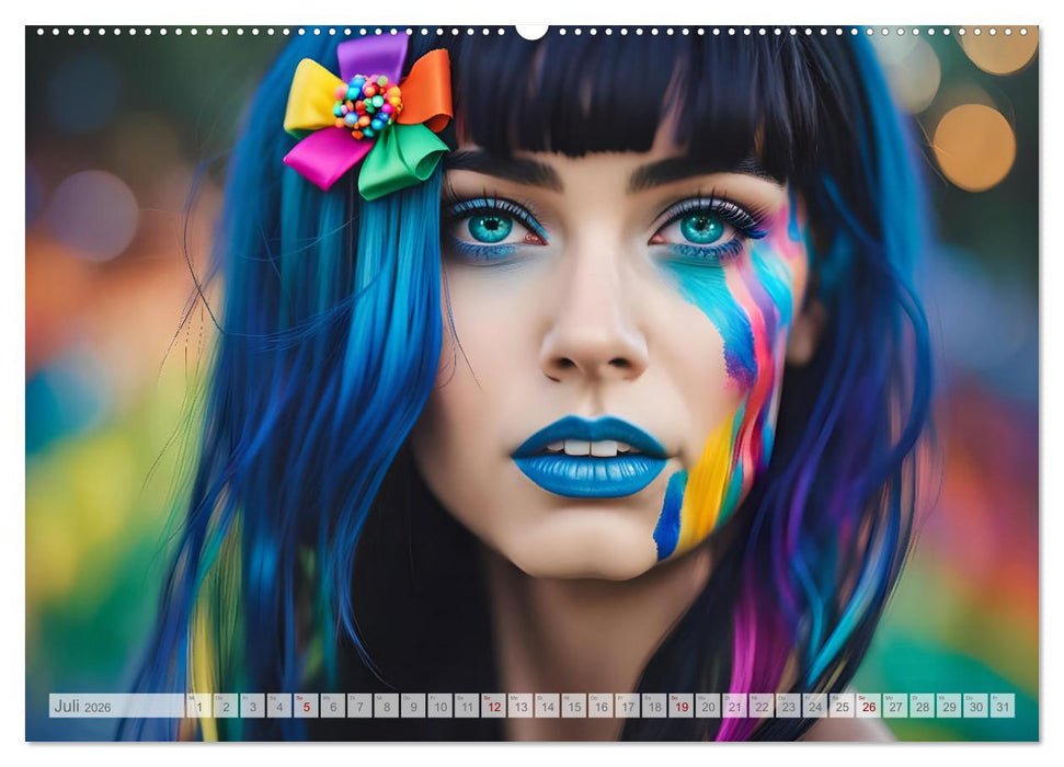 Farben der Weiblichkeit - Kunstvolle KI Portraits (CALVENDO Premium Wandkalender 2026)