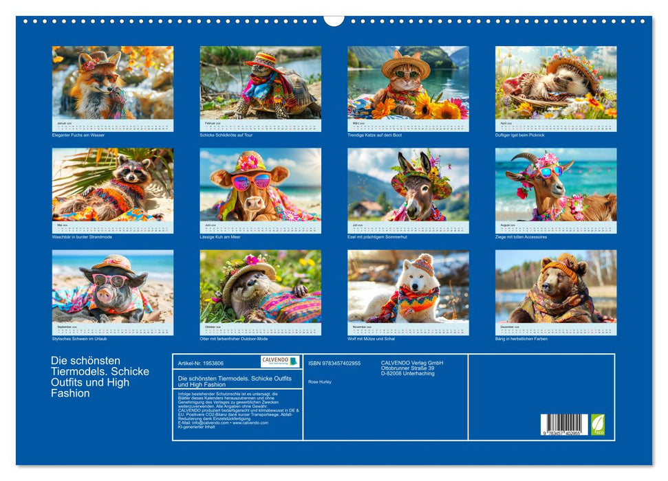 Die schönsten Tiermodels. Schicke Outfits und High Fashion (CALVENDO Wandkalender 2026)