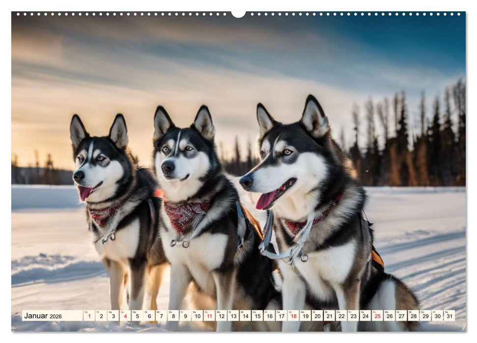 Siberian Huskies - die Extremsportler (CALVENDO Premium Wandkalender 2026)