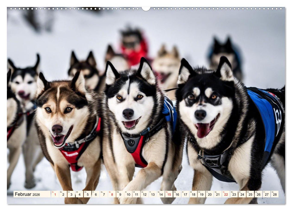 Siberian Huskies - die Extremsportler (CALVENDO Premium Wandkalender 2026)