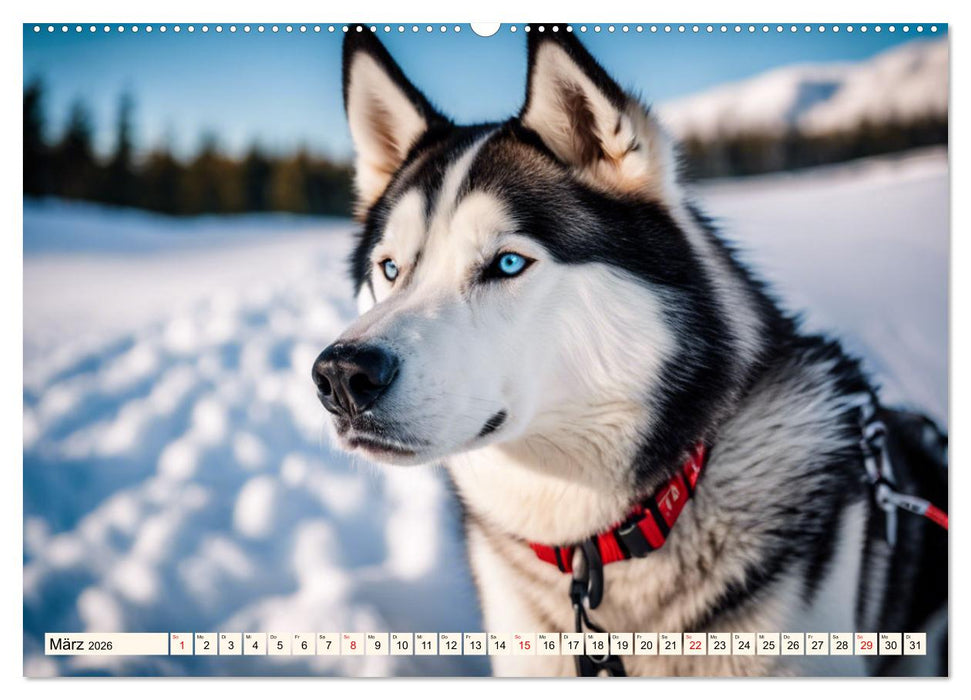 Siberian Huskies - die Extremsportler (CALVENDO Premium Wandkalender 2026)