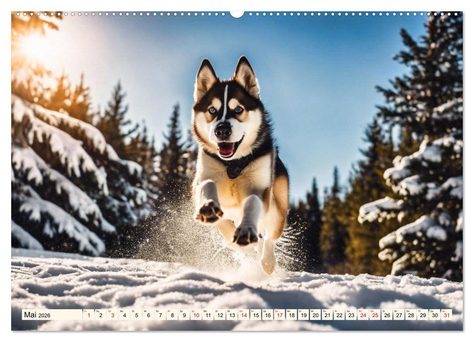 Siberian Huskies - die Extremsportler (CALVENDO Premium Wandkalender 2026)