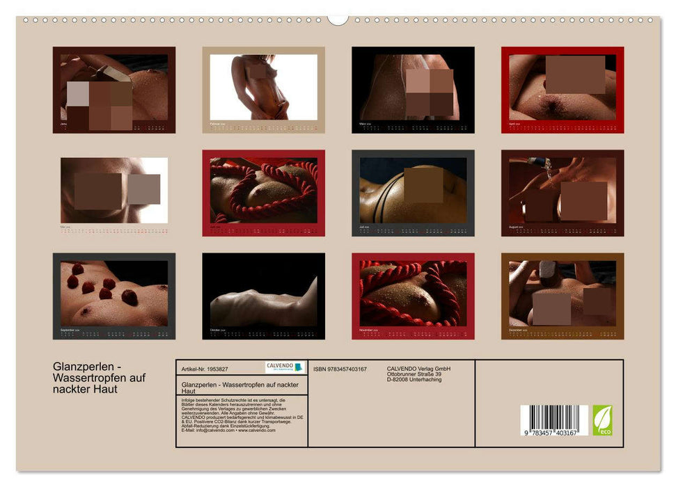 Glanzperlen - Wassertropfen auf nackter Haut (CALVENDO Premium Wandkalender 2026)