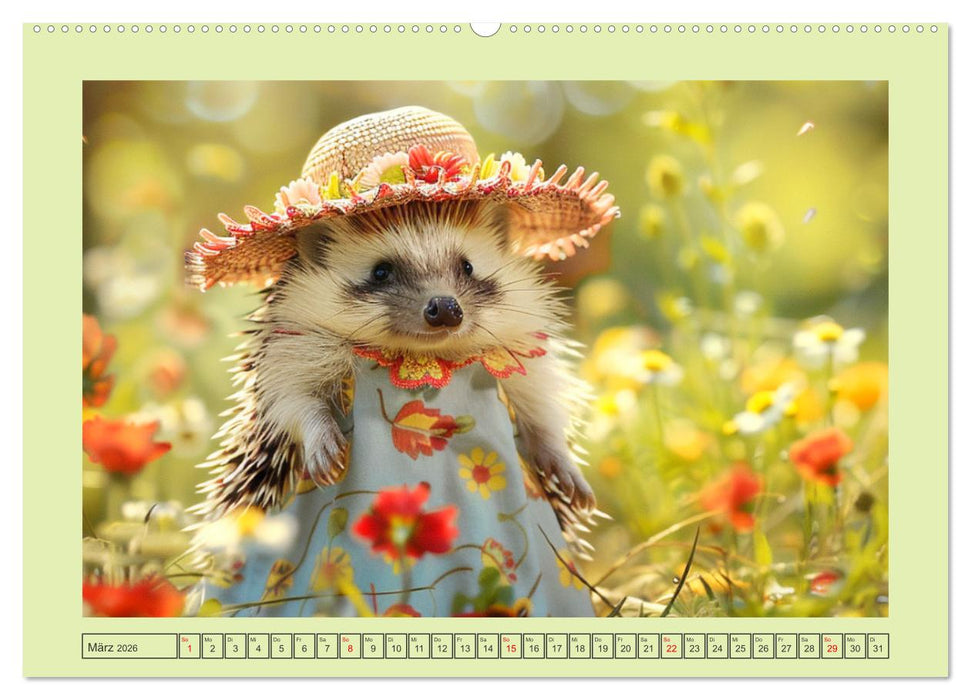 Zauberhafte Igel-Models. Blumiger Stil in der Natur (CALVENDO Wandkalender 2026)