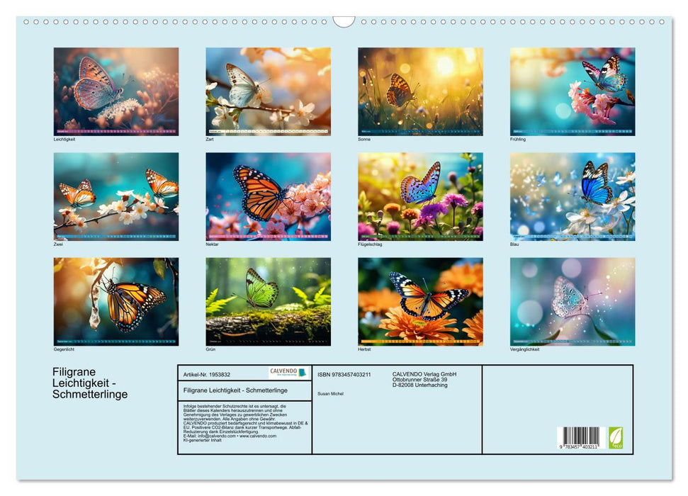 Filigrane Leichtigkeit - Schmetterlinge (CALVENDO Wandkalender 2026)
