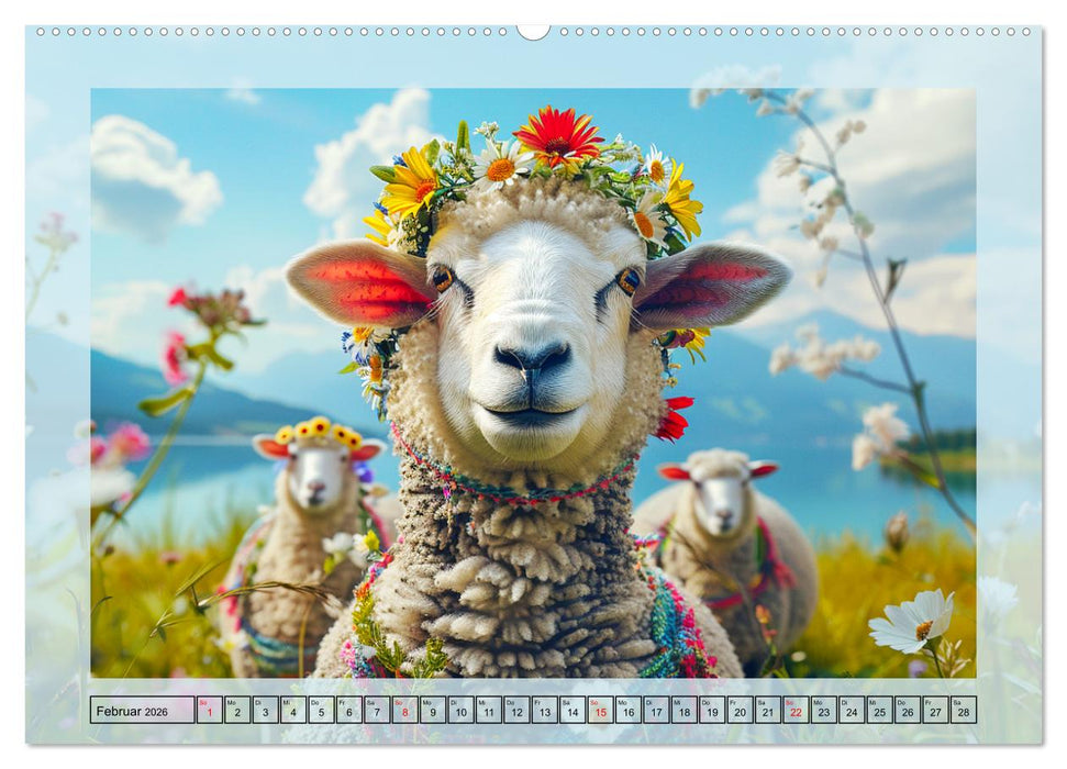 Bunter Schafschick. Flauschige Trendsetter zum verlieben (CALVENDO Premium Wandkalender 2026)