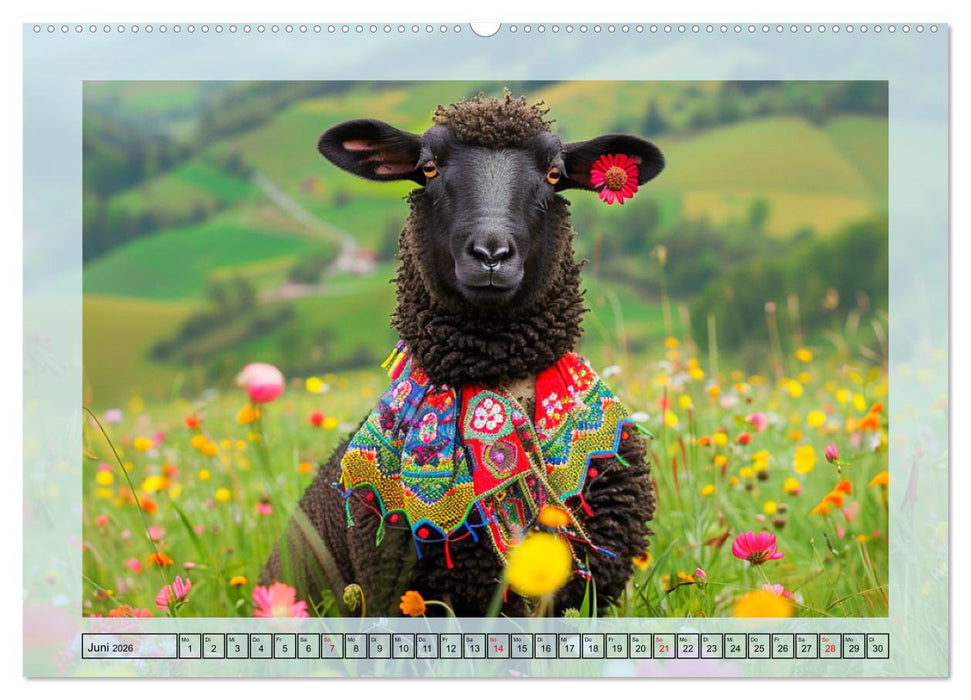 Bunter Schafschick. Flauschige Trendsetter zum verlieben (CALVENDO Premium Wandkalender 2026)
