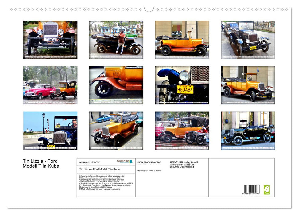 Tin Lizzie - Ford Modell T in Kuba (CALVENDO Wandkalender 2026)