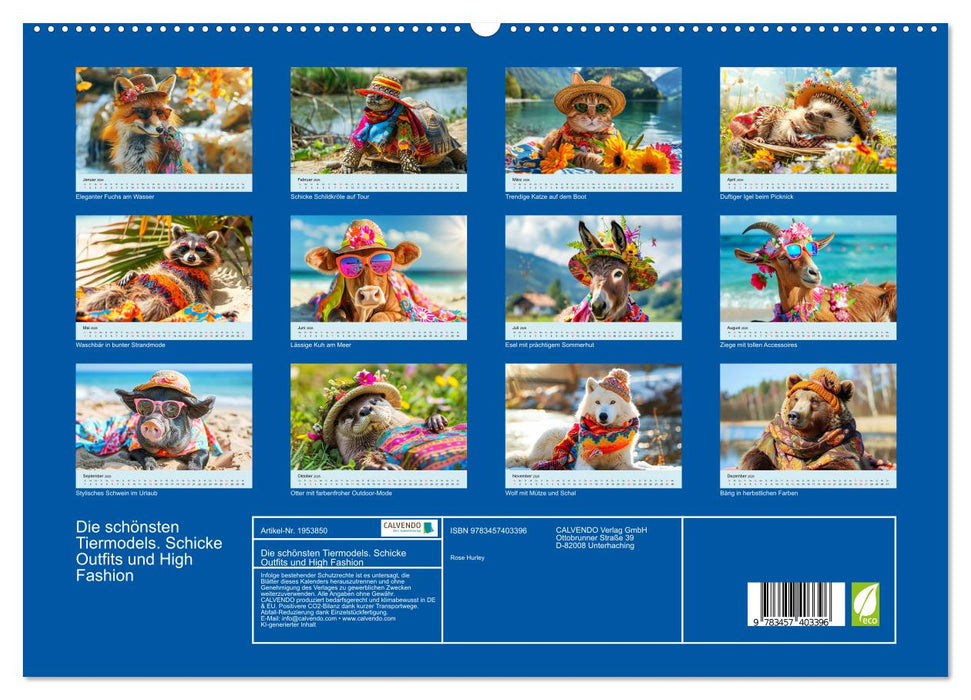 Die schönsten Tiermodels. Schicke Outfits und High Fashion (CALVENDO Premium Wandkalender 2026)