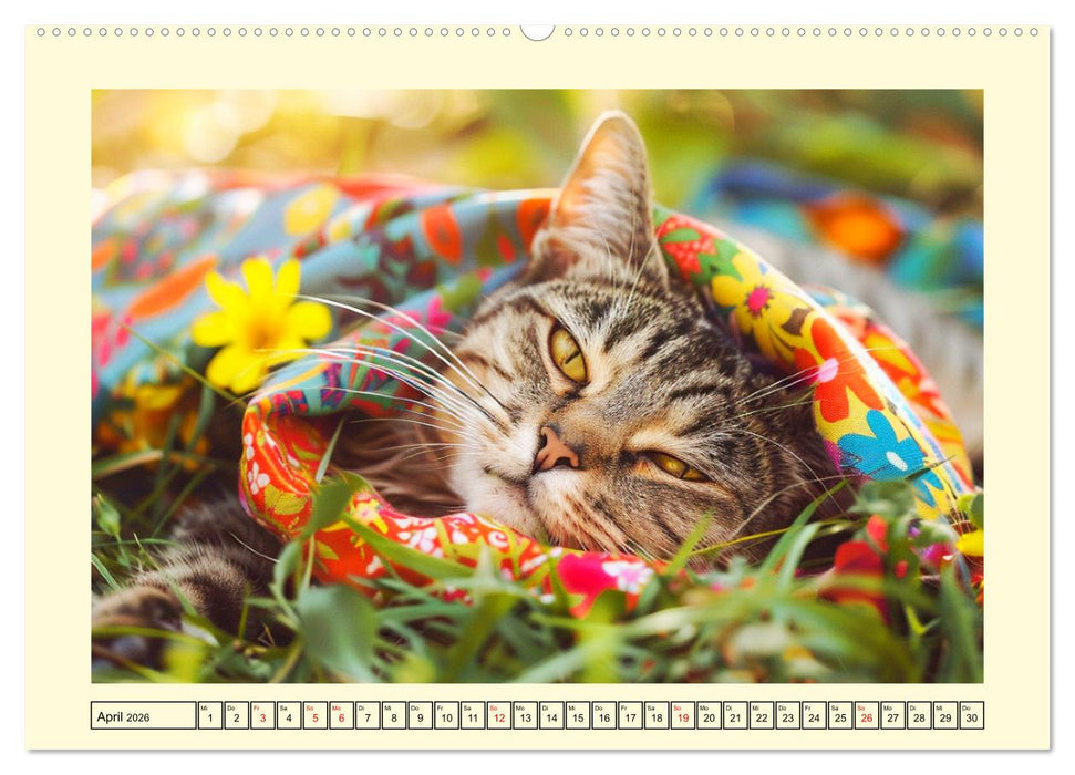 Katzen-Divas beim alpinen Fotoshoot. Extravagante Katzenmode (CALVENDO Wandkalender 2026)