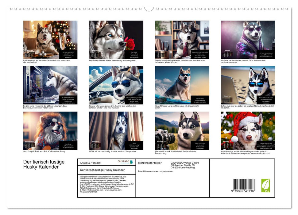 Der tierisch lustige Husky Kalender (CALVENDO Premium Wandkalender 2026)