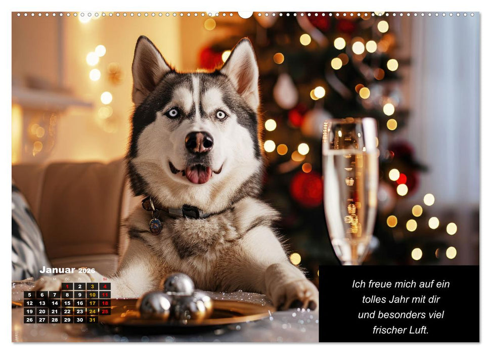 Der tierisch lustige Husky Kalender (CALVENDO Premium Wandkalender 2026)