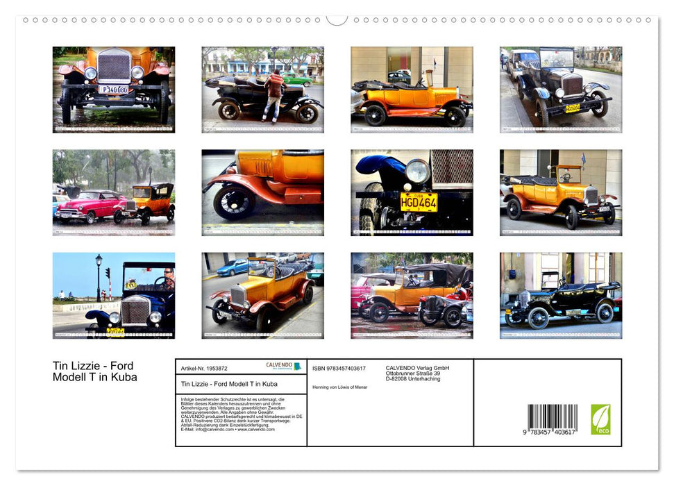 Tin Lizzie - Ford Modell T in Kuba (CALVENDO Premium Wandkalender 2026)