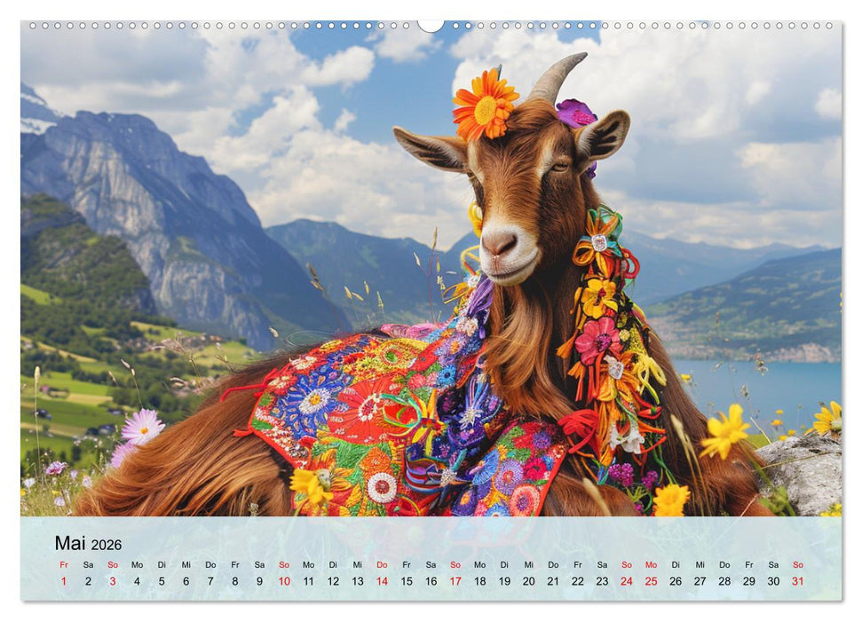Ziegen im Modezauber. Ein alpiner Fashion-Marathon (CALVENDO Wandkalender 2026)
